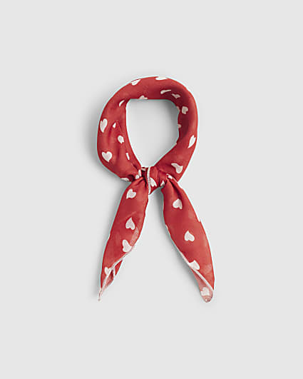 Girls Red Heart Printed Tie Headband