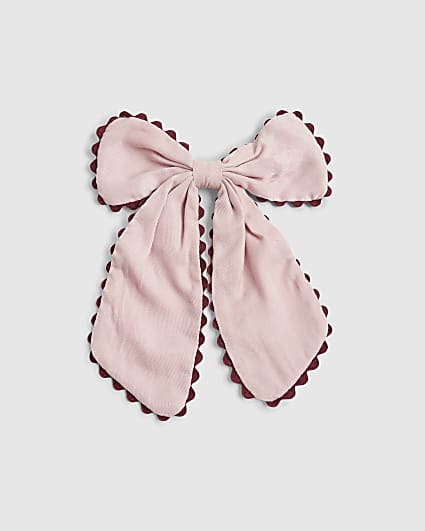 Girls Pink Scalloped Edge Bow Hair Clip