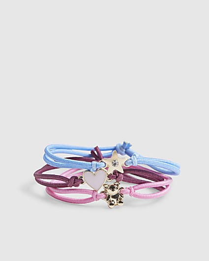 Girls Pink Elastic Heart Bracelets Pack of 3