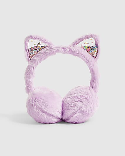Girls Purple Cat Earmuffs