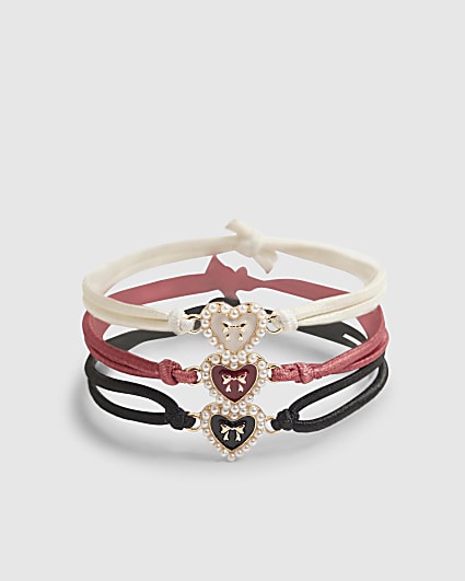 Girls Multi Colour Heart Pack Of 3 Bracelets