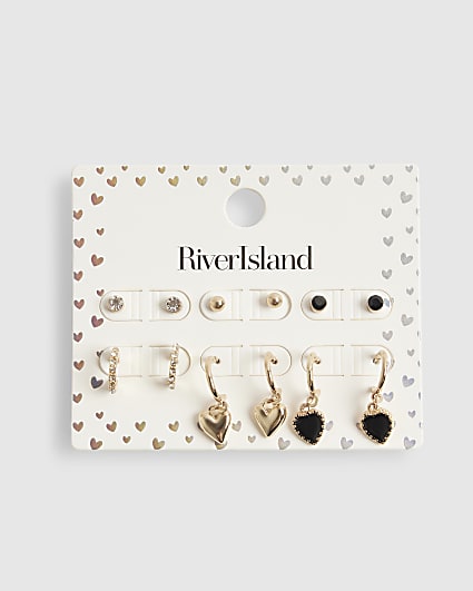 Girls Gold Pack Of 6 Mixed Earrings