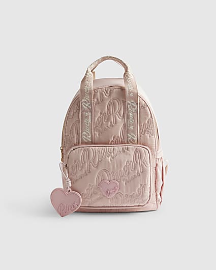 Girls Pink Nylon Script Backpack