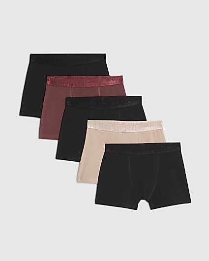 Boys Black Metallic Pack Of 5 Boxers