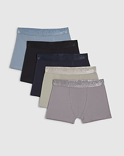 Blue Metallic Pack Of 5 Boxers
