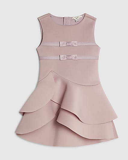 Mini Girls Pink Bow Frill Dress