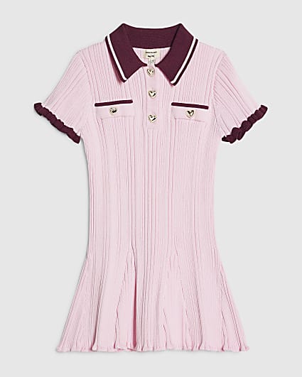 Mini Girls Pink Knitted Flippy Dress