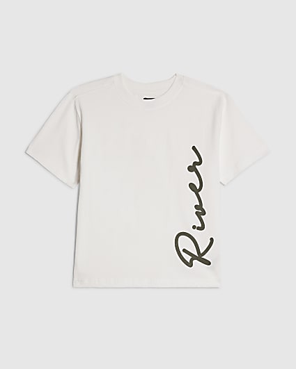 Boys White Regular Fit River T-Shirt