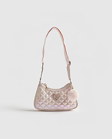 Girls Pink Iridescent Scoop Bag