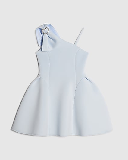 Girls Blue One Shoulder Premium Dress