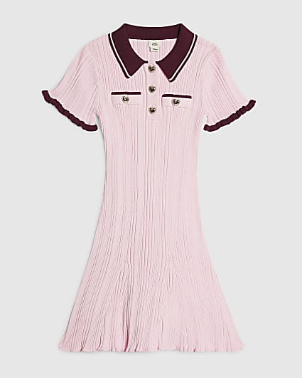 Girls Pink Knitted Flippy Dress