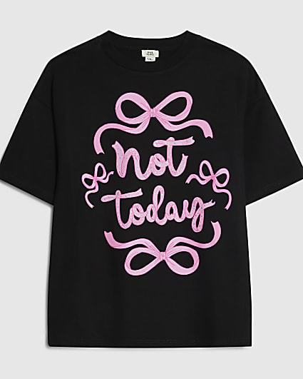Black Not Today Bow Boyfriend T-Shirt