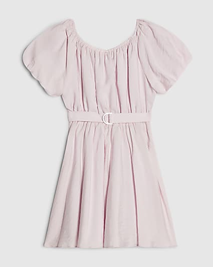 Girls Blue Chiffon Belted Dress