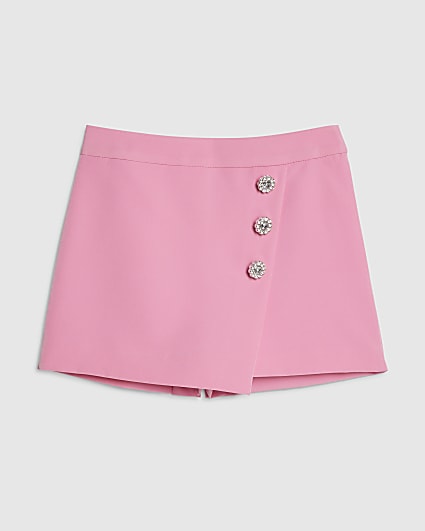 Girls Pink Button Skort
