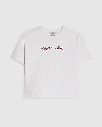 Mini Boys White Boat T-Shirt