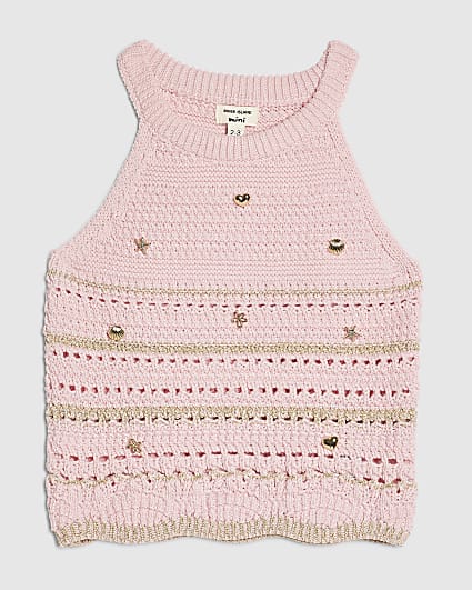 Mini Girls Pink Charm Crochet Top