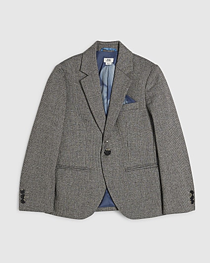 Boys Grey Puppytooth Suit Jacket