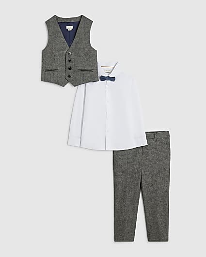 Mini Boys Grey Tailored Waistcoat 4 Piece Set