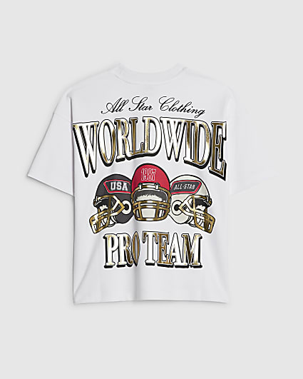 Boys White Worldwide Helmet T-Shirt