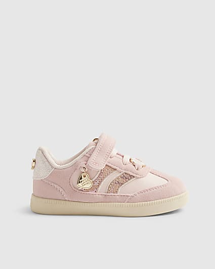 Mini Girls Pink Snake Print Trainers