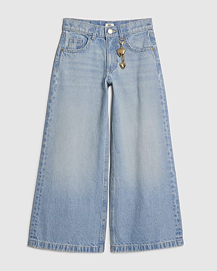 Girls Wide Leg Heart Keyring Jeans