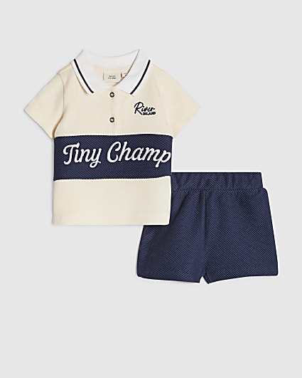 Baby Boys Navy Tiny Champ Polo Shirt Set