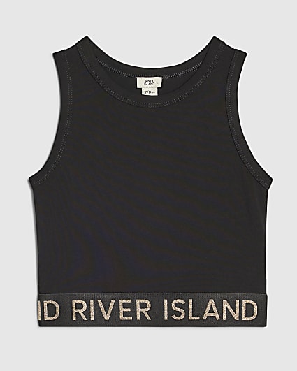 Girls Black RI Waistband Tank Top