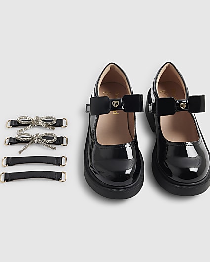 Mini Girls Black Interchangeable Mary Janes
