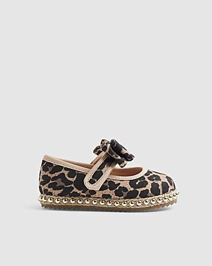 Mini Girls Brown Leopard Print Shoes