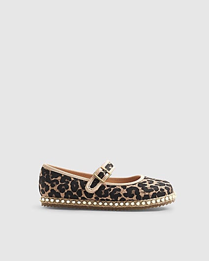 Girls Brown Leopard Print Espadrille Shoes