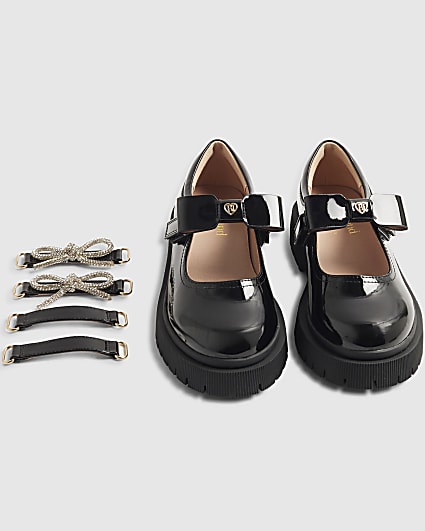 Girls Black Interchangeable Mary Jane Shoes