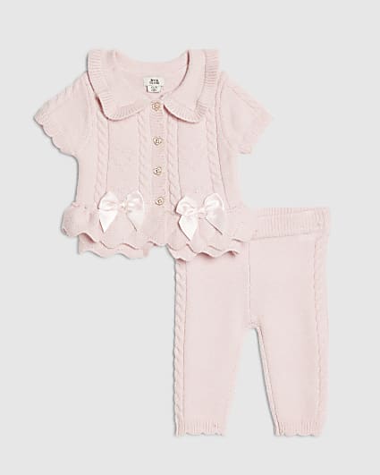 Baby Girls Pink Peplum Cardigan Set