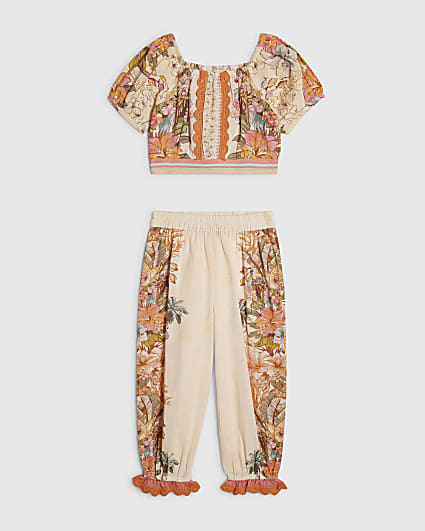 Mini Girls Cream Trousers Set