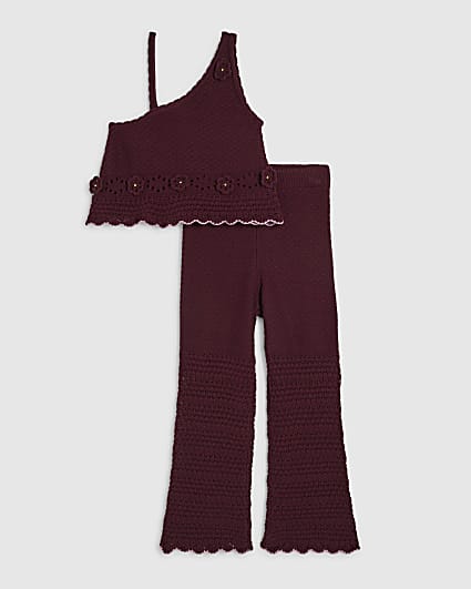 Girls Purple One Shoulder Crochet Set