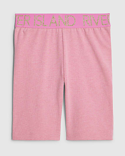 Girls Pink RI Waistband Cycle Shorts