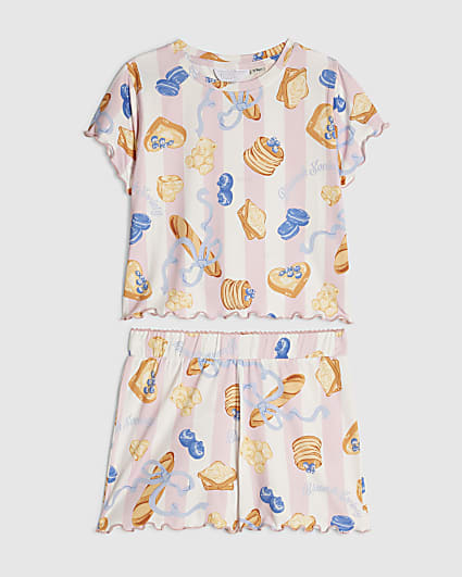 Girls Pink Stripe Brunch Pyjamas