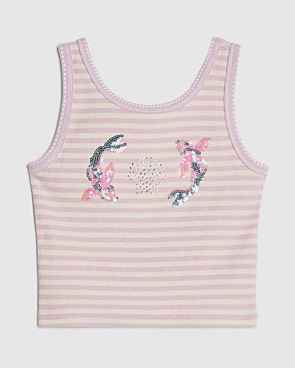 Girls Pink Stripe Fish Tank Top
