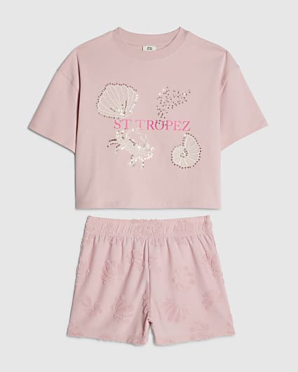 Girls Pink St Tropez Towelling Set