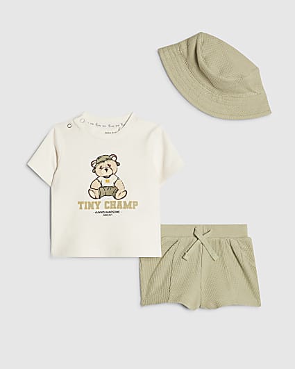Baby Boys Khaki Bear Tiny Champ T-Shirt Set