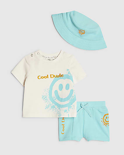 Baby Boys White Smile T-Shirt 3 Piece Set