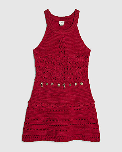 Girls Red Crochet Sea Charms Dress
