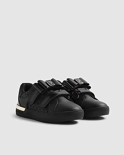 Mini Girls Black Interchangeable Bow Trainers