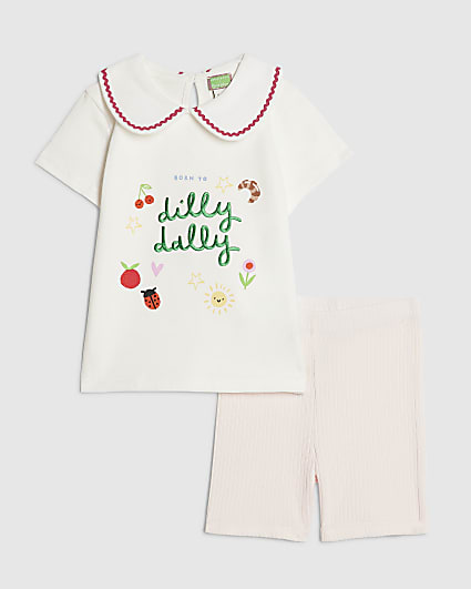 Mini Girls Pink Dilly Dally Cycle Shorts Set
