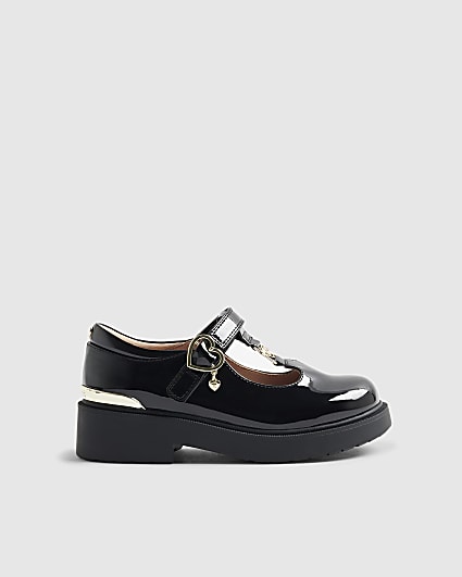 Girls Black Chunky T-Bar Mary Jane Shoes