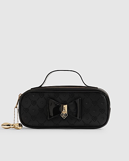 Girls Black Padlock Bow Pencil Case