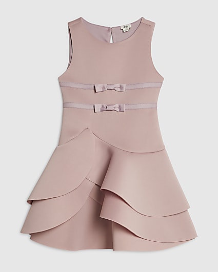 Girls Pink Bow Frill Dress