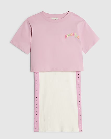 Girls Pink Brooklyn T-Shirt Dress