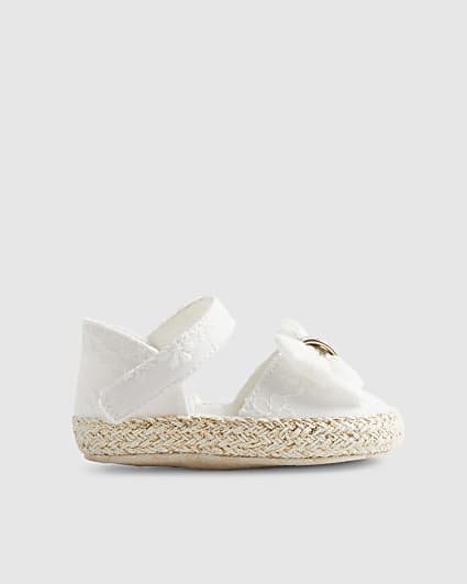 Baby Girls White Broderie Espadrilles