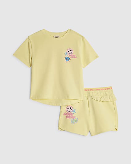 Mini Girls Yellow Sassy Vibes Shorts Set