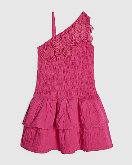 Mini Girls Pink Crochet Flower Dress